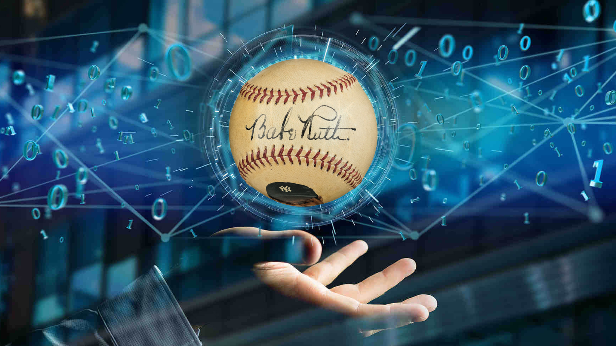 Babe Ruth baseball transitioning into blockchain